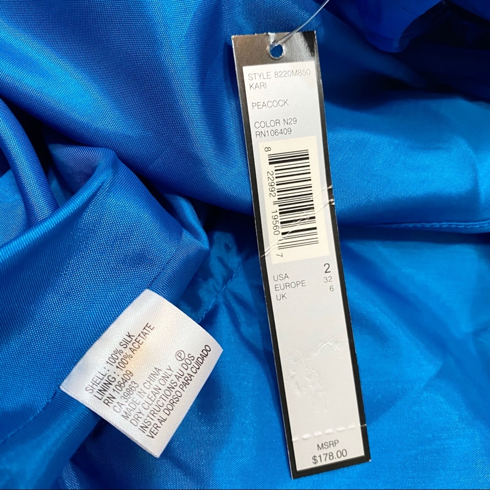 NEW Tahari ASL Sleeveless Blue Silk Cocktail Dress - Picture 7 of 8